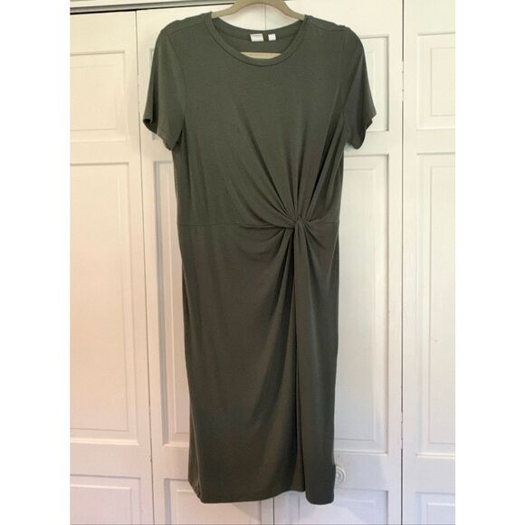 Gap twist front green tencel dress size M - Picture 3 of 10